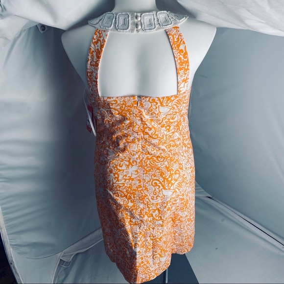 Lilly Pulitzer Jubilee Angie Harmon collab orange and white print beaded dress - Picture 4 of 10